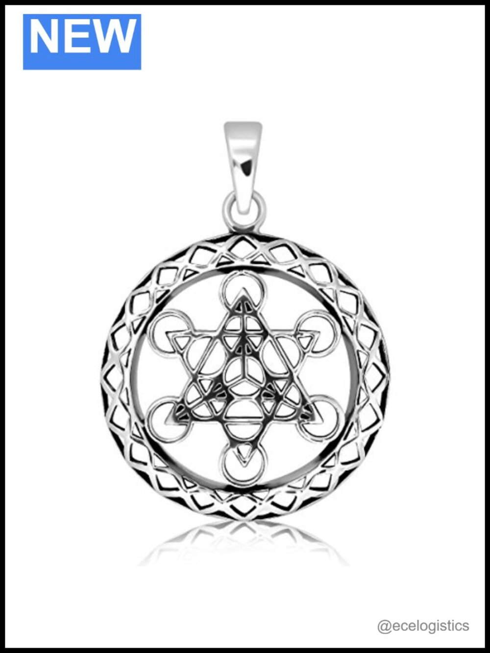 925 Sterling Silver Metatron Cube Pendant Minimalist Charm
